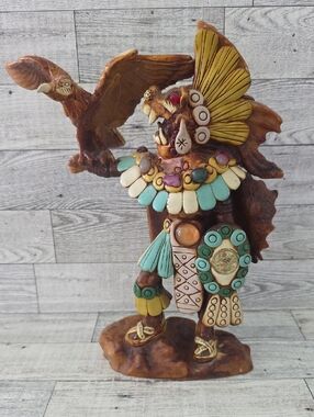 Hand-Painted Aztec Warrior Figurine